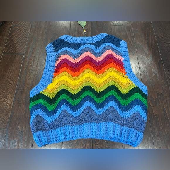 Farm Rio Rainbow Waves Crochet Knit Best Women Size X-Small NEW - Picture 6 of 13